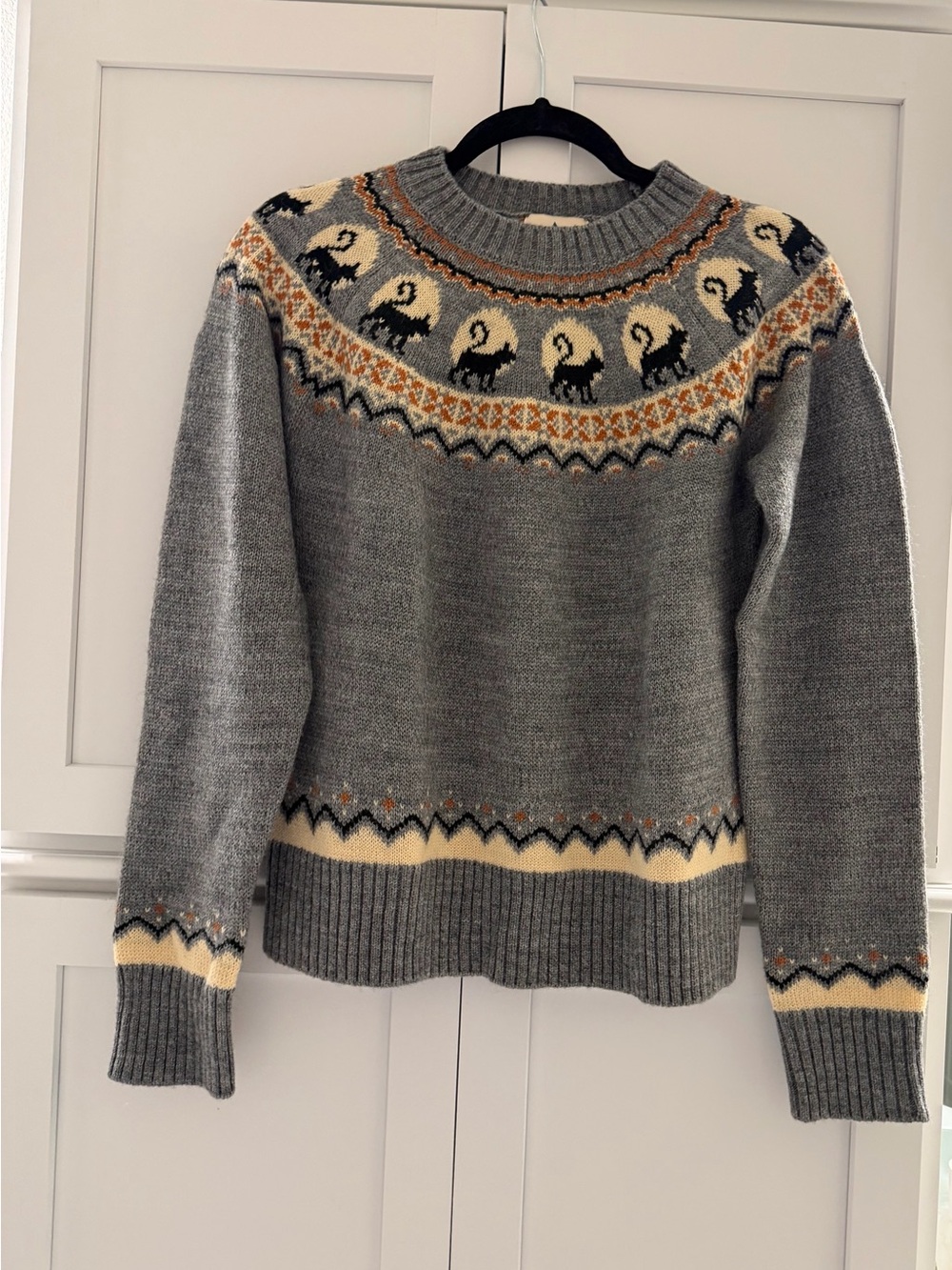 Kiel James Patrick Gray Fair Isle Sweater with Cats 🐈‍⬛